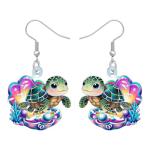 Blue Sea Turtle Dangle Earrings for Beach Lovers