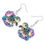 Blue Sea Turtle Dangle Earrings for Beach Lovers