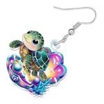 Blue Sea Turtle Dangle Earrings for Beach Lovers