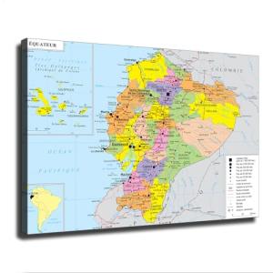 Ecuador Geopolitical Map Canvas Wall Art