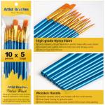 50-Piece Round Tip Acrylic Paint Brush Set