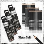 Geyoga 36 Pcs Charcoal Pencils for Drawing