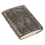 Refillable Leather Journal with Tree of Life Design