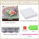 5D Diamond Art Note Storage Box - Pink Flower