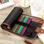 60-Slot Canvas Pencil Roll Organizer for Artists