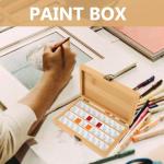 Watercolor Paint Palette Set with Wooden Case
