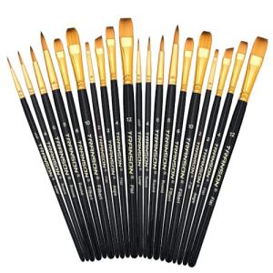 20-Piece Art Brush Set for Acrylic and Watercolor