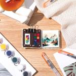 Mini Portable Watercolor Palette Set with Sketch Book