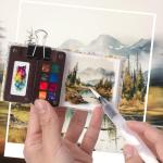 Mini Portable Watercolor Palette Set with Sketch Book