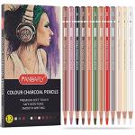 PANDAFLY Colored Charcoal Pencil Drawing Set, 12 Colors