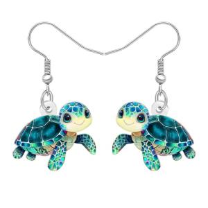 Blue Sea Turtle Dangle Earrings for Beach Lovers