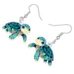 Blue Sea Turtle Dangle Earrings for Beach Lovers