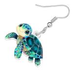 Blue Sea Turtle Dangle Earrings for Beach Lovers