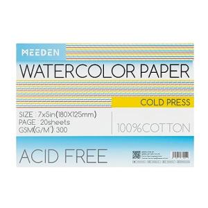 MEEDEN Watercolor Paper Block, 100% Cotton Watercolor Paper Pad of 20 Sheets, 140lb/300gsm, Acid-Free Art Paper for Watercolor, Gouache, Ink and More, 5" x 7" Cold Press