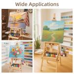 Somime Large Horizontal Wooden H-Frame Studio Easel with Storage Drawer and Palettes, Solid Beechwood Painting Easel for Students, Beginners, and Artists, Hold Canvas to 50Inches High