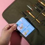 22 Slots Canvas Pencil Roll Wrap Roll Up Pencil Case Large Capacity Art Paint Brush Holder Coloring Pencil Organizer Bag Pen Curtain for Artist Painter Beginner Student Sketch