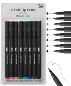 Mr. Pen- Felt Tip Pens, Assorted Colors, 8 Pack, 0.7mm, Bible Journaling Pens, Fine Felt Tip Pens Fine Point, Journaling, Note Taking, Fast Dry, Writing