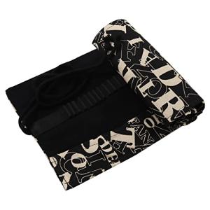 DOITEM Canvas Pencil Wrap Case, 48 Holes Colored Pencil Roll Holder Storage Pouch for Artist, School, Office (48 Holes, Black-2)