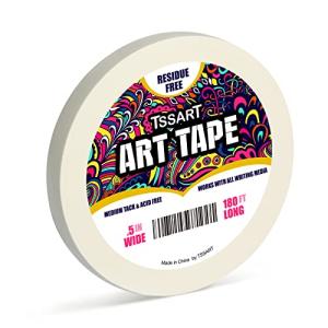 TSSART White Art Tape Medium Tack - Masking Artists Tape for Drafting Art Watercolor Painting Canvas Framing - Acid Free 1/2Inch/ 0.5inch Wide 180FT Long