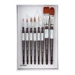 KINGART 1070C Premium 8 Pc. Precision Acrylic Artist Paint Brushes, Short Comfort Handle, Synthetic Taklon Hair for Acrylic, Oil, Watercolor and Gouache Paints, Gift Boxed, Set of 8