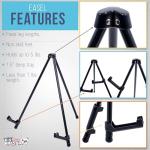 U.S. Art Supply 13.5" Black Metal Tabletop Easel Stand - Foldable Tripod Table Top Easel Stand for Sign, Art, Poster Board, Canvas, Pictures & Photos - Display Table Easels with Non-Skid Feet