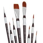 KINGART 1070C Premium 8 Pc. Precision Acrylic Artist Paint Brushes, Short Comfort Handle, Synthetic Taklon Hair for Acrylic, Oil, Watercolor and Gouache Paints, Gift Boxed, Set of 8
