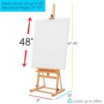 MEEDEN Studio H-Frame Easel with Storage Tray, Solid Beech Wood Artist Painting Easel, Best Wooden Floor Easel, Holds Canvas Art up to 48"