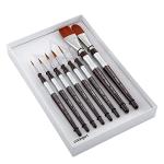 KINGART 1070C Premium 8 Pc. Precision Acrylic Artist Paint Brushes, Short Comfort Handle, Synthetic Taklon Hair for Acrylic, Oil, Watercolor and Gouache Paints, Gift Boxed, Set of 8