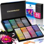 COLOUR BLOCK Soft Pastels for Artists - 80 Colors Square Chalk Soft Pastels Art Set in CARBON Box - Vibrant Pigments Art Kit for Painting, Drawing, Sketching, Hobbyist.