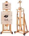 DJAR Large H-Frame Easel, Versatile Adjustable Beech Wood Studio Easel for Painting, Movable and Tilting Flat Heavy-Duty Floor Easel Stand for Artist, Hold 1 or 2 Canvases up to 78", Natural