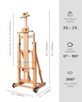 DJAR Large H-Frame Easel, Versatile Adjustable Beech Wood Studio Easel for Painting, Movable and Tilting Flat Heavy-Duty Floor Easel Stand for Artist, Hold 1 or 2 Canvases up to 78", Natural