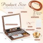 Affrolling 27 Grid Crossbody Portable Watercolor Palette Set All in One Wooden Travel Mini Paint Box with Adjustable Shoulder Strap Watercolor Easel Brushes Wash Jar Binder Clips for Painters Artists