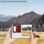 HINGTAI 8 Grid Miniature Wooden Watercolor Painting Palette Kit with Portable Sketchbook and Water Pen, Travel Watercolor Palette Set for Artists