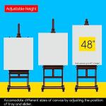 MEEDEN Large Studio Artist Easel, Holds Max Canvas 48", Solid Beech Wood H-Frame Easel with Large Storage Tray, Adjustable Art Painting Easel Stand with Wheels for Beginners & Artists, Deep Walnut