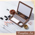 Affrolling 27 Grid Crossbody Portable Watercolor Palette Set All in One Wooden Travel Mini Paint Box with Adjustable Shoulder Strap Watercolor Easel Brushes Wash Jar Binder Clips for Painters Artists