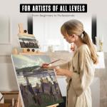 Houseables Easel for Painting, H Frame Easel, Painting Stand, Floor Standing, for Large Canvas, Adjustable, Tilt Flat, Rolling Wheels, Wood, Studio, Adults, Painters, Arts & Crafts, Fits 80” Canvas