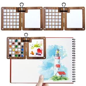 Portable Walnut Wood Watercolor Palette with Clips