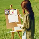 Portable Walnut Wood Watercolor Palette with Clips