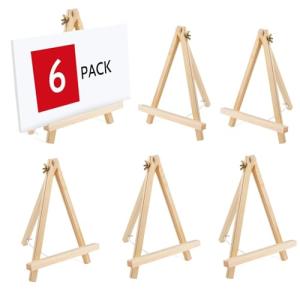6-Pack 9-Inch Tabletop Wood Easels for Painting