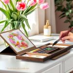 24-Color Watercolor Paint Set with Wood Palette