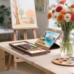 24-Color Watercolor Paint Set with Wood Palette