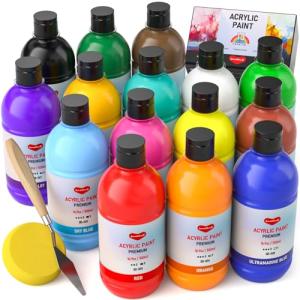 Smallbudi 15 Color Acrylic Paint Set, Non-Toxic