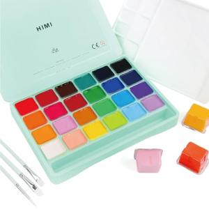 HIMI 24 Color Gouache Paint Set with Brushes