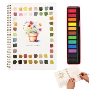 Beginner Watercolor Workbook with 12 Color Paint Set