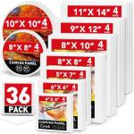 36 Pack Various Size Blank Canvas Boards