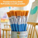 40 Pcs Flat Paint Brushes for All Mediums