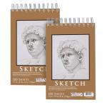 U.S. Art Supply 5.5"x8.5" Spiral Sketch Book 2-Pack