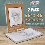 U.S. Art Supply 5.5"x8.5" Spiral Sketch Book 2-Pack