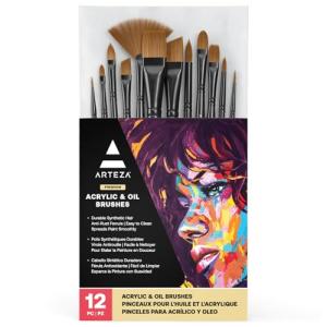 ARTEZA 12-Piece Premium Synthetic Paint Brush Set