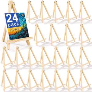 24 Pack Wood Easels for Painting and Crafts